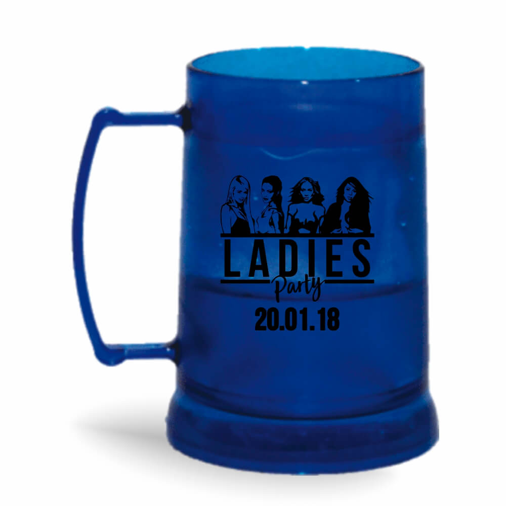 Canecas Plásticas Transparente colorida Azul e Incolor