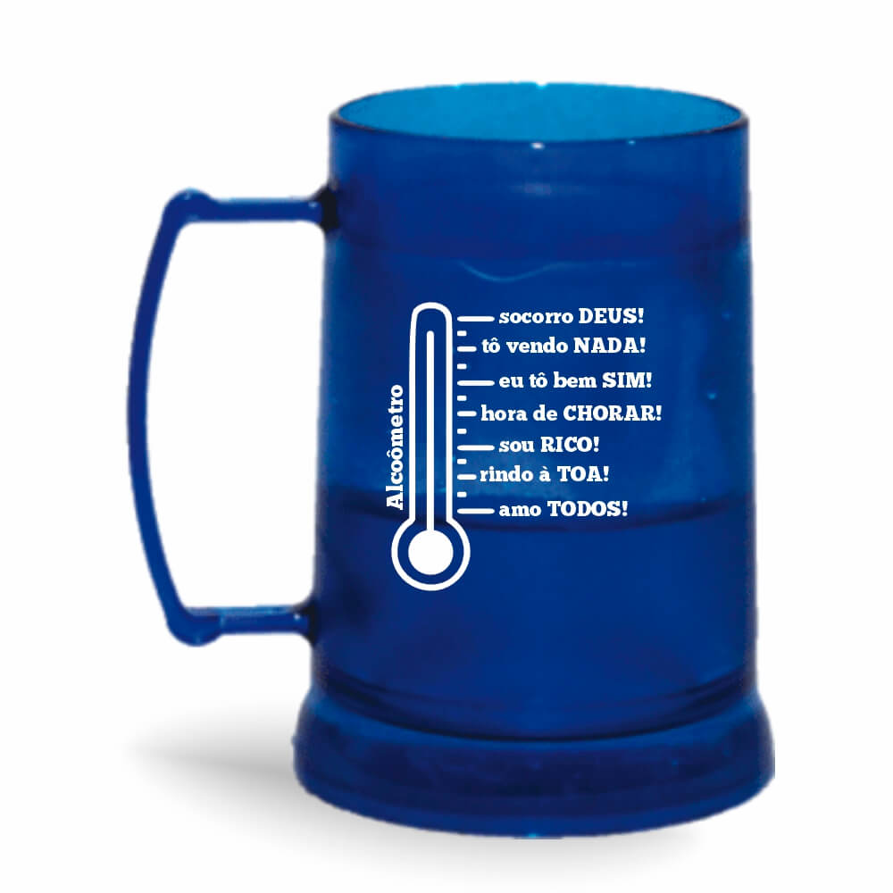 Canecas Plásticas Transparente colorida Azul e Incolor