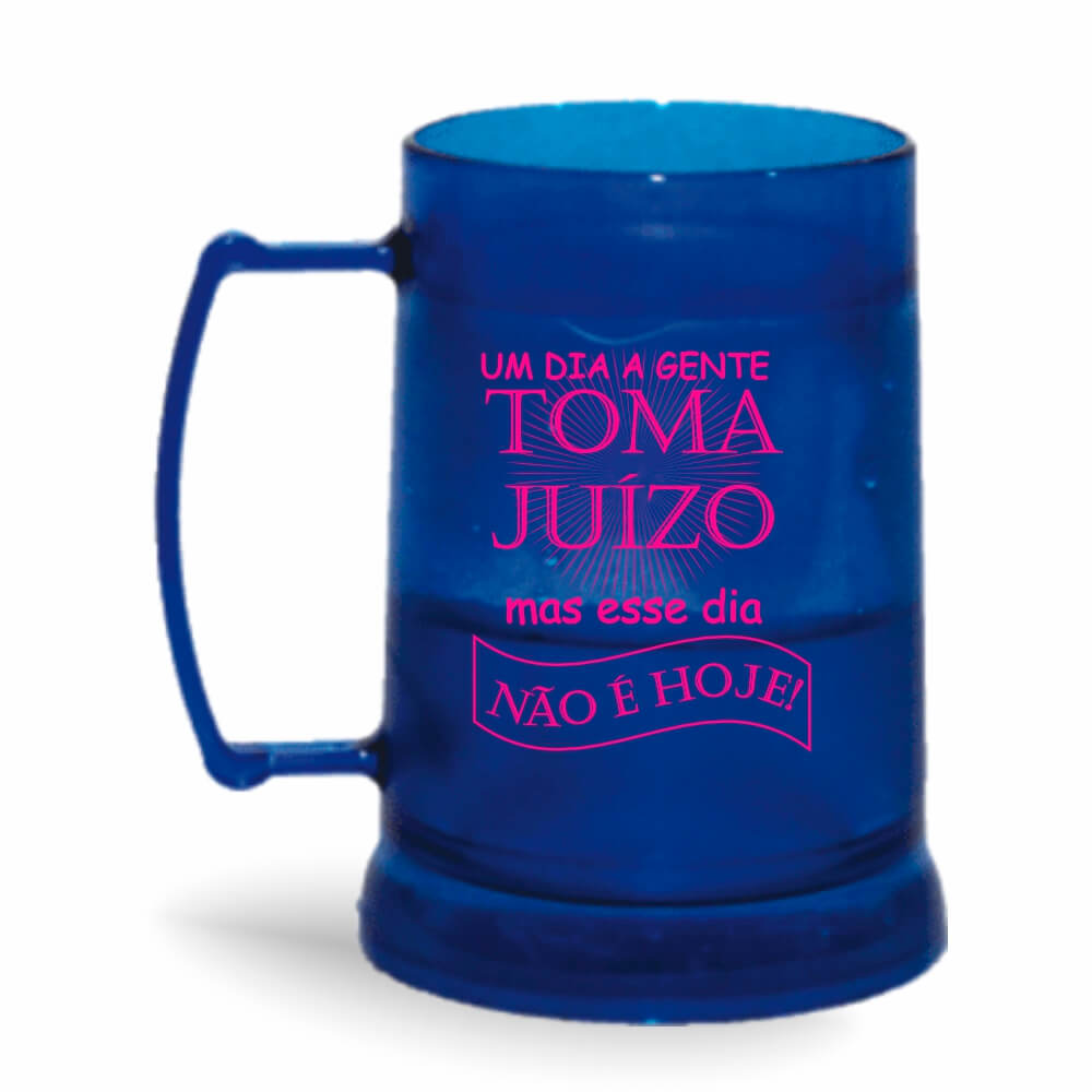 Canecas Plásticas Transparente colorida Azul e Incolor