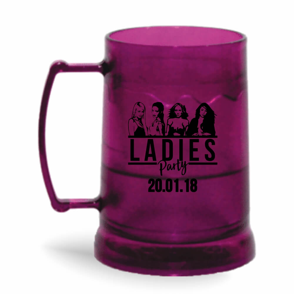 Canecas Plásticas Transparente colorida Roxa e Incolor