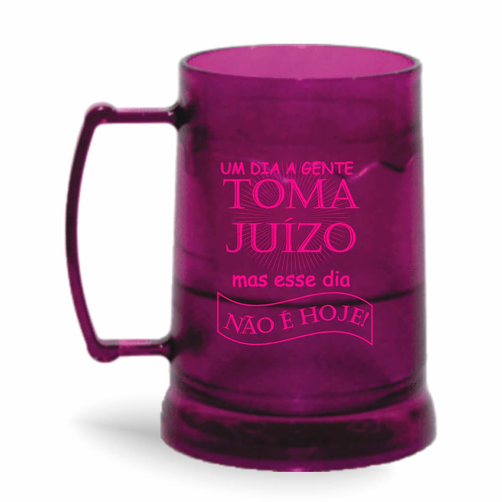 Canecas Plásticas Transparente colorida Roxa e Incolor