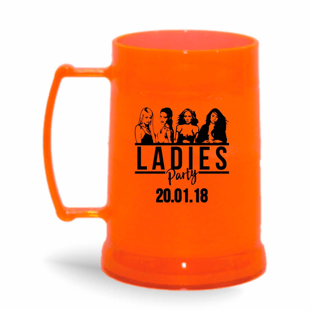 Canecas Plásticas Transparente colorida Laranja e Gel