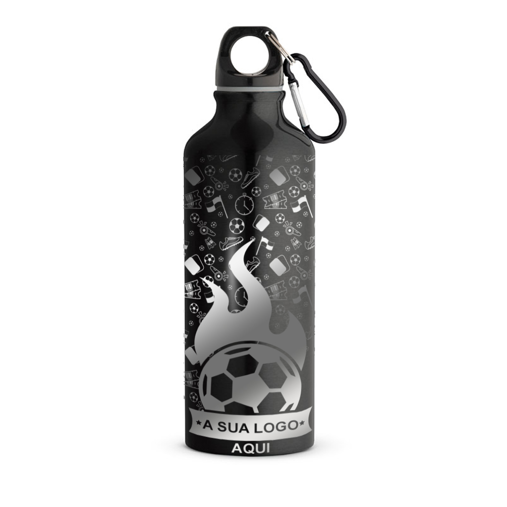 Squeeze De Alumínio Modelo Erald Com Mosquetão Gravação A Laser Gravação 360 (Preta)
