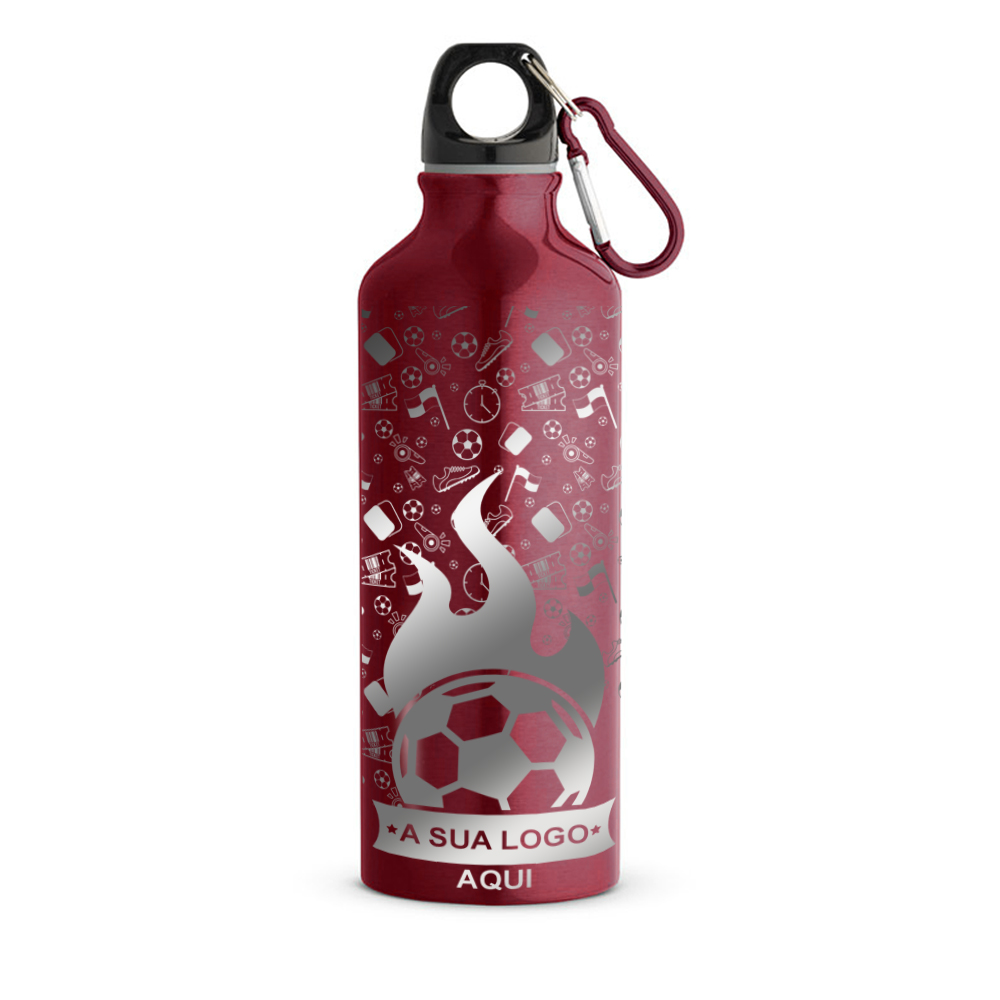 Squeeze De Alumínio Modelo Erald Com Mosquetão Gravação A Laser Gravação 360 (Rosa Cereja)