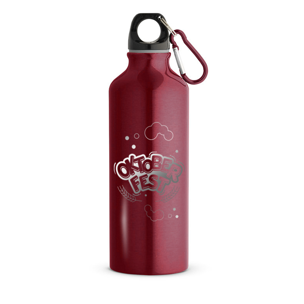 Squeeze De Alumínio Modelo Erald Com Mosquetão Gravação A Laser Gravação Frontal (Rosa Cereja)