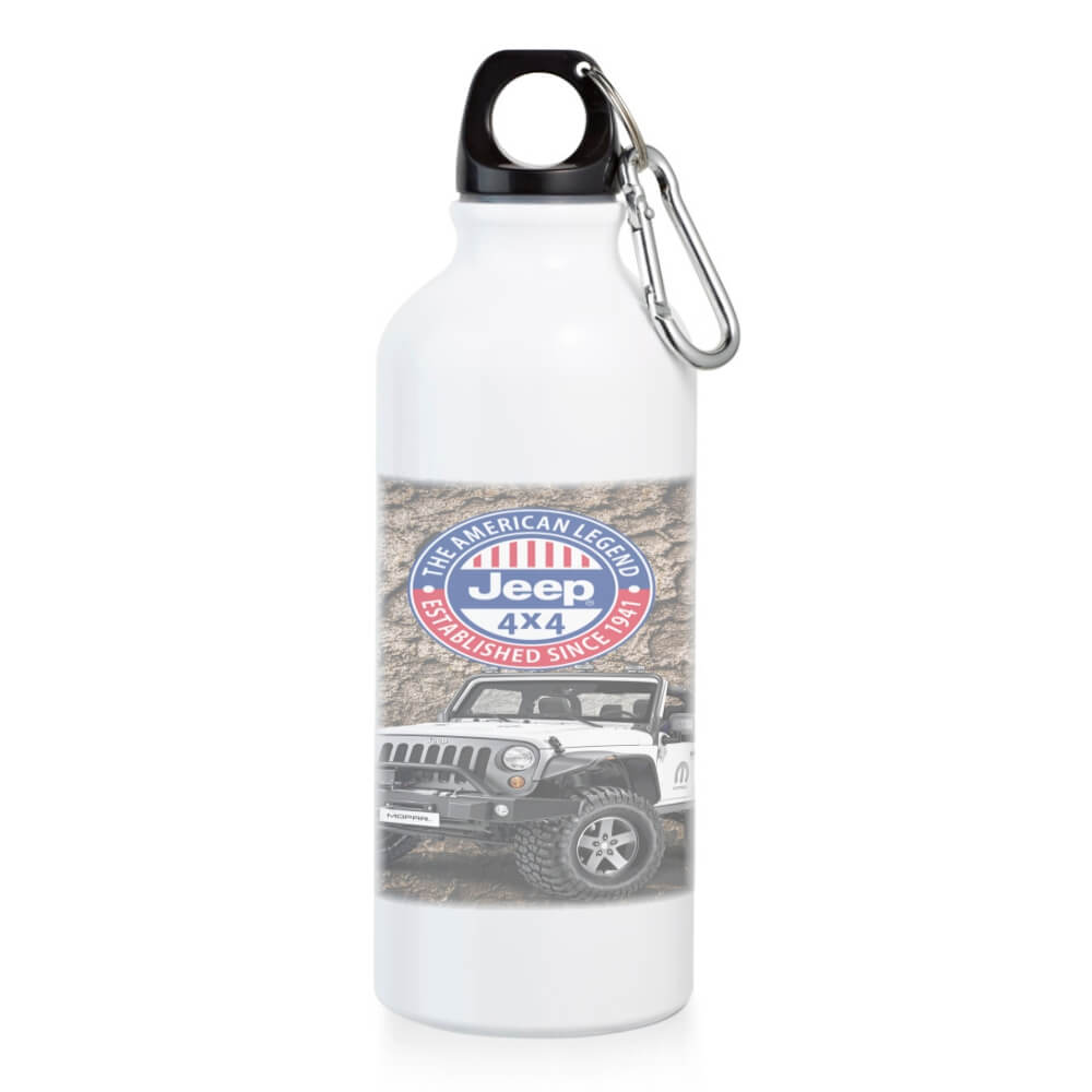 Squeeze De Alumínio Modelo Erald Com Mosquetão Com Sublimação 500ml (Branca)