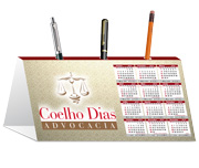 Calendário De Mesa Porta Canetas Horizontal Couchê 250g Sem Verniz