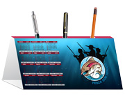 Calendário De Mesa Porta Canetas Horizontal Couchê 250g Sem Verniz