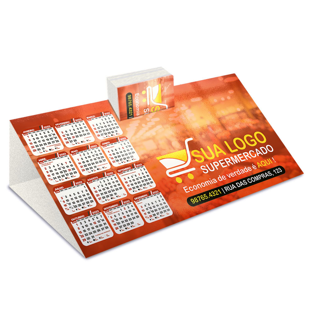 Calendário De Mesa Porta Cartões Simples Supremo 255g Sem Verniz