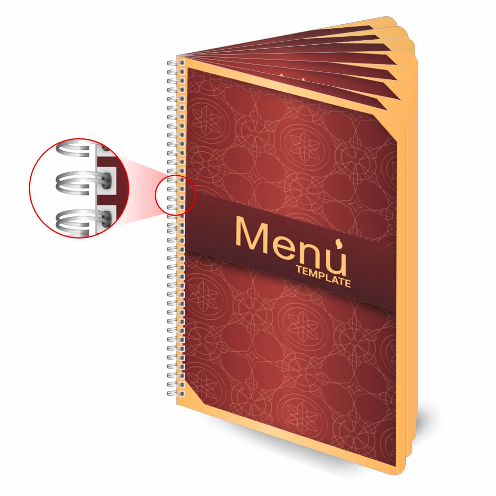 Cardápios Personalizados Wire O 16 Páginas Couchê 300g (150x210mm)