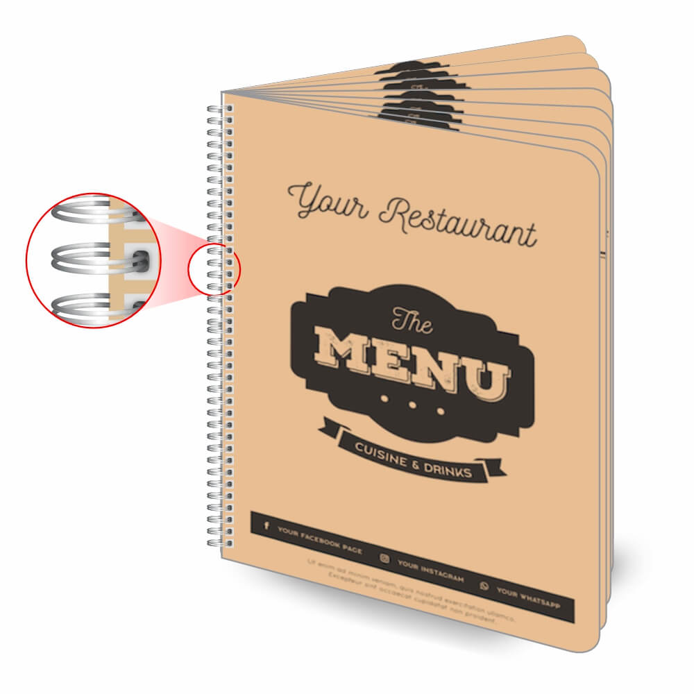 Cardápios Personalizados Wire O 16 Páginas Pvc 0,50mm Premium Branco (210x300mm)