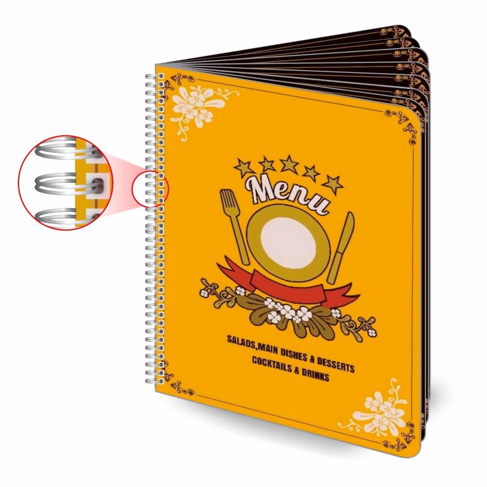 Cardápios Personalizados Wire O 16 Páginas Pvc 0,50mm Premium Branco (210x300mm)