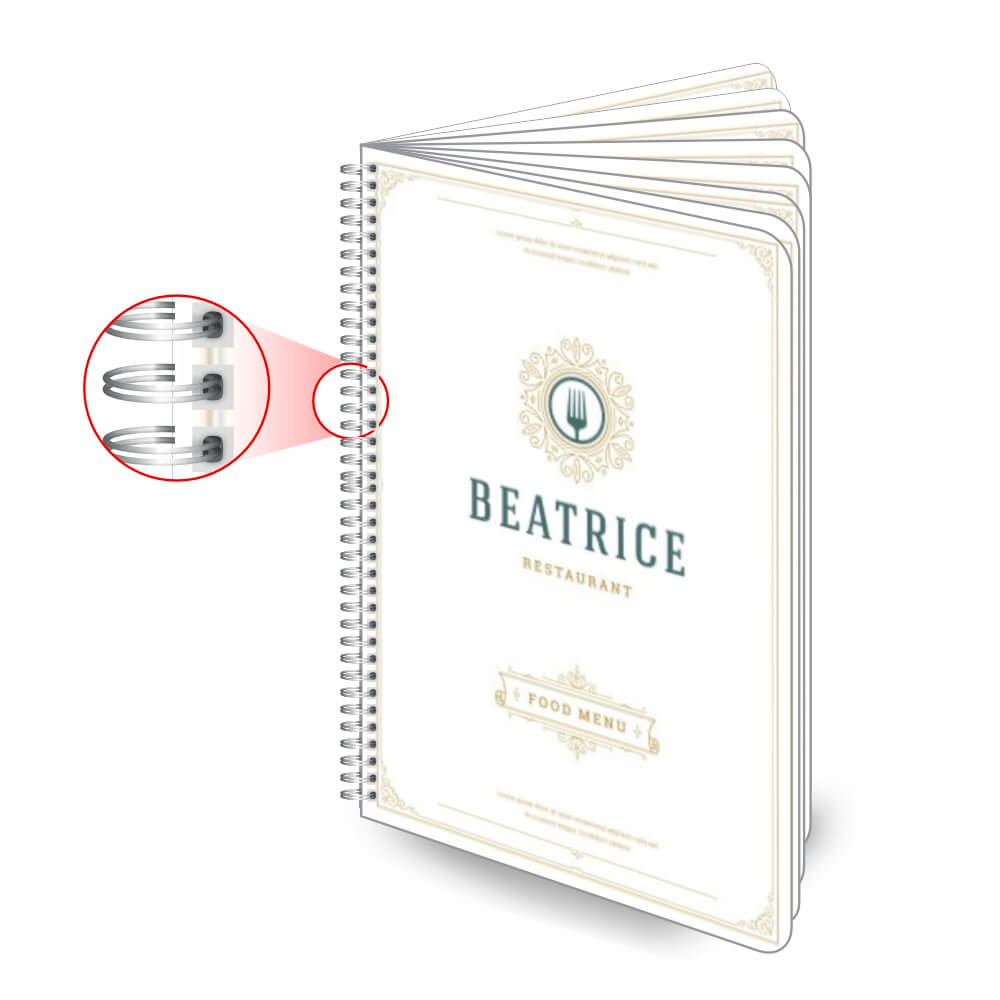 Cardápios Personalizados Wire O 16 Páginas Pvc 0,50mm Premium Branco (300x420mm)