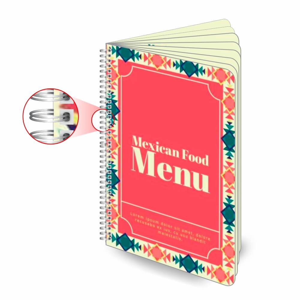 Cardápios Personalizados Wire O 16 Páginas Pvc 0,50mm Premium Branco (300x420mm)