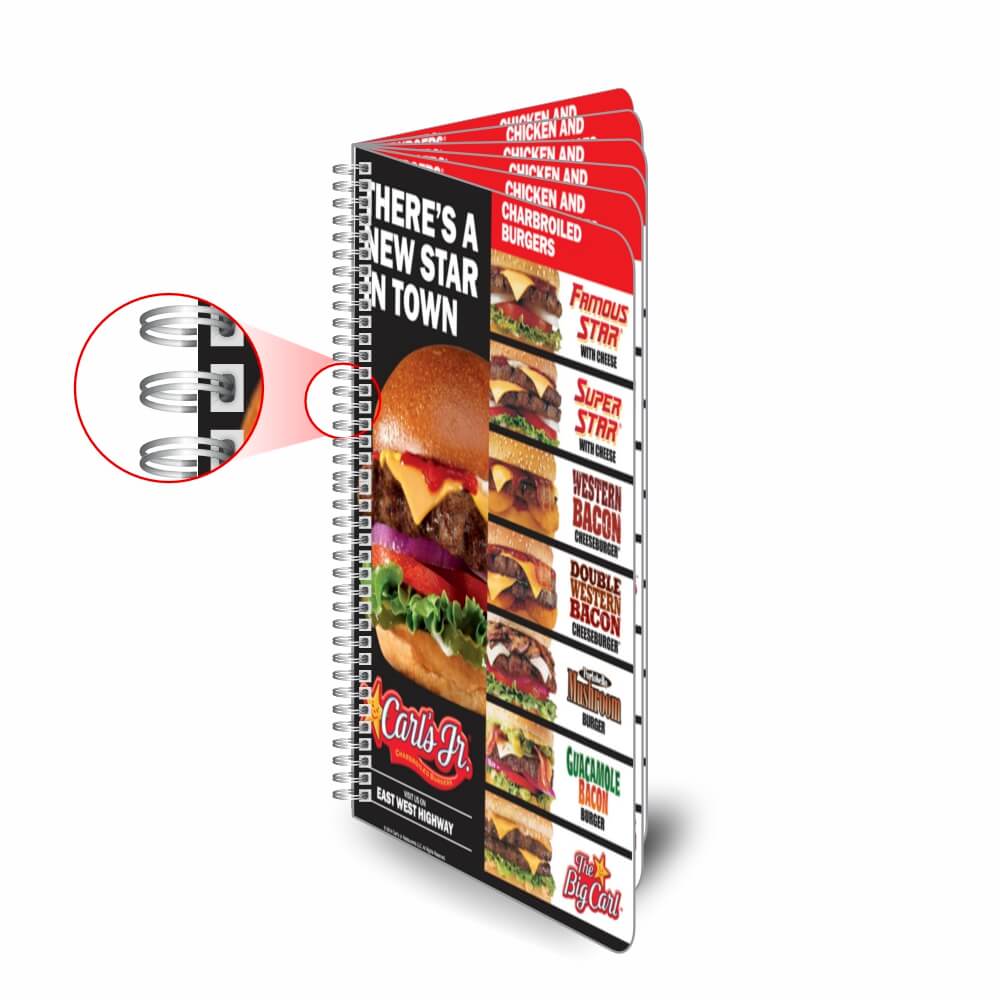 Cardápios Personalizados Wire O 12 Páginas Pvc 0,50mm Premium Branco (105x300mm)