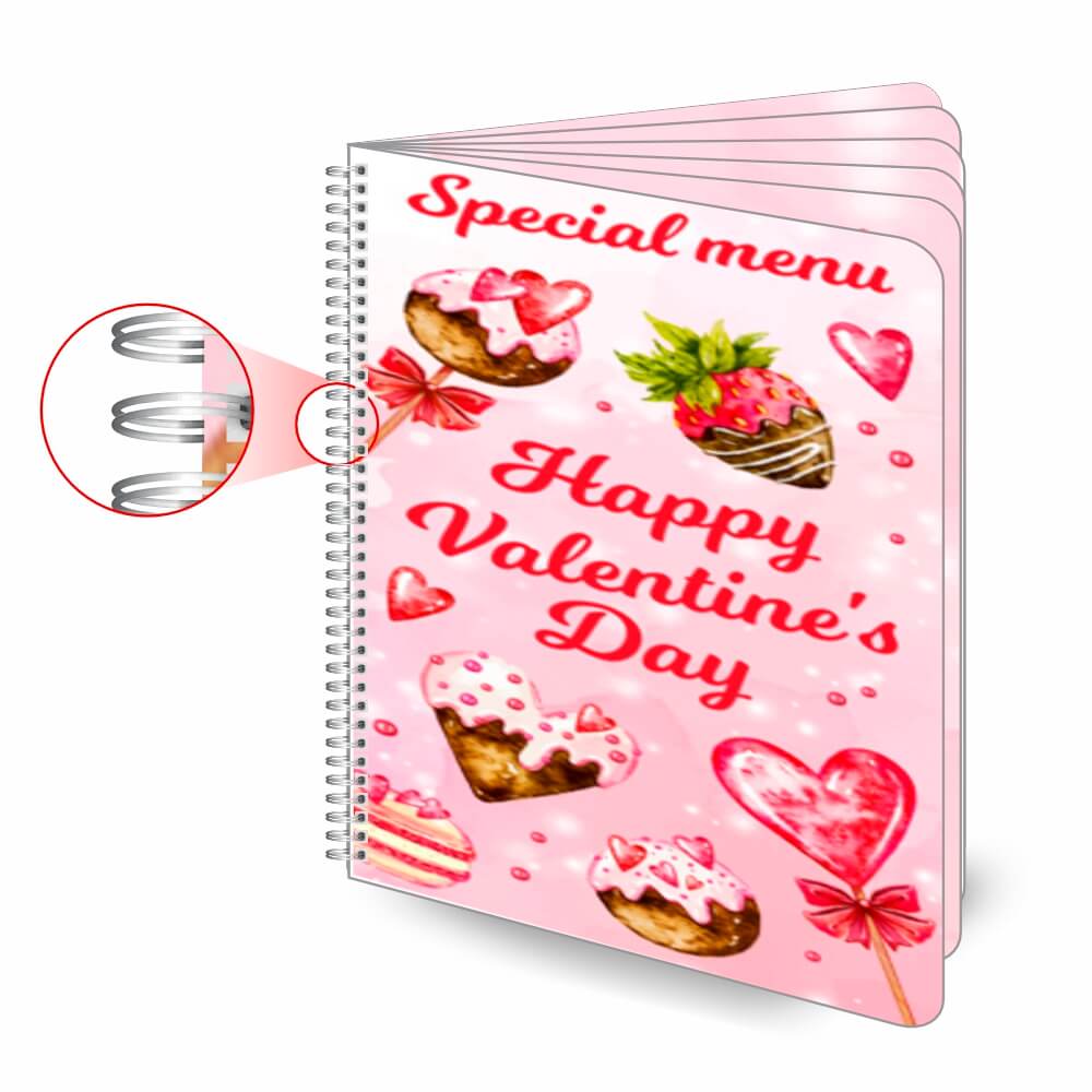 Cardápios Personalizados Wire O 12 Páginas Pvc 0,50mm Premium Branco (210x300mm)