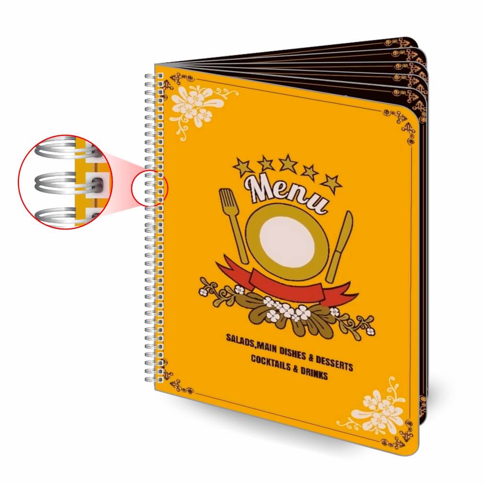 Cardápios Personalizados Wire O 12 Páginas Pvc 0,50mm Premium Branco (210x300mm)