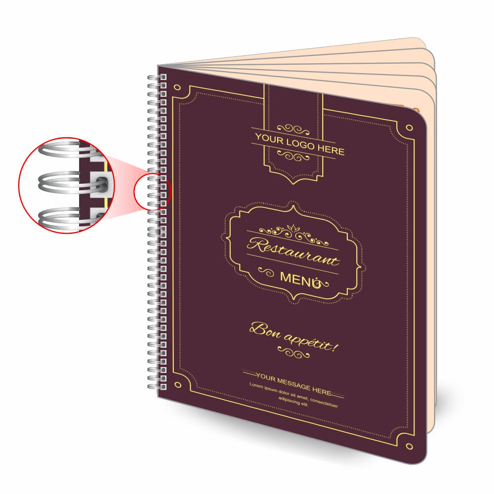 Cardápios Personalizados Wire O 12 Páginas Couchê 300g (210x300mm)