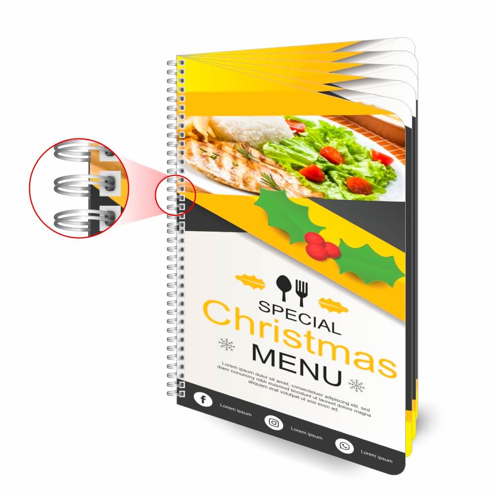 Cardápios Personalizados Wire O 12 Páginas Pvc 0,50mm Premium Branco (150x210mm)