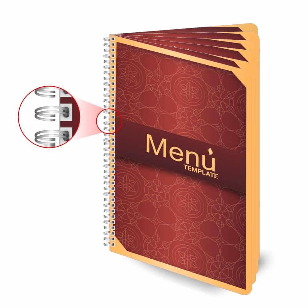 Cardápios Personalizados Wire O 12 Páginas Couchê 250g (150x210mm)