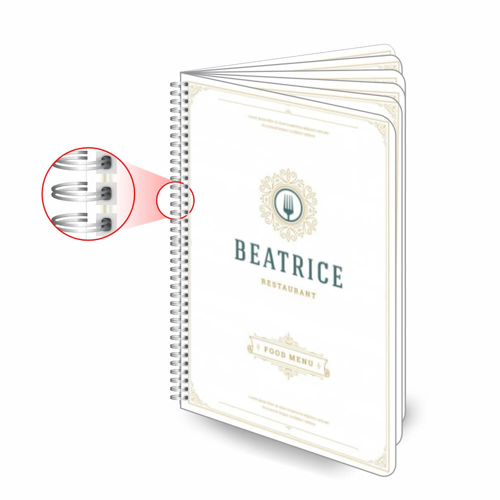 Cardápios Personalizados Wire O 12 Páginas Pvc 0,50mm Premium Branco (300x420mm)