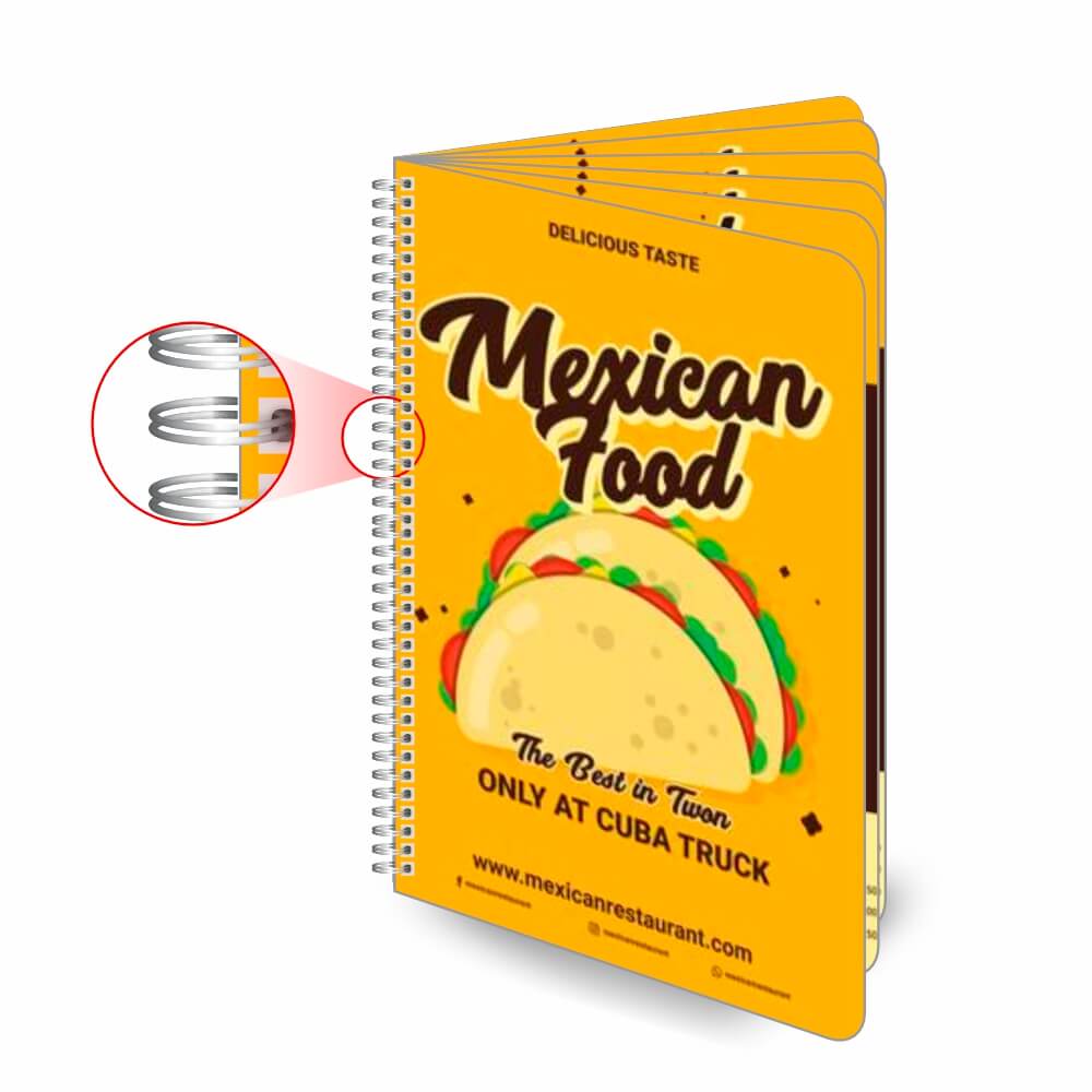 Cardápios Personalizados Wire O 12 Páginas Pvc 0,50mm Premium Branco (300x420mm)