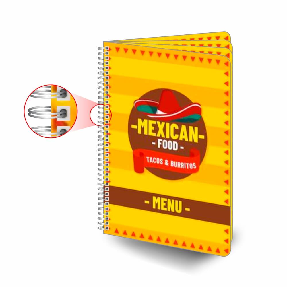 Cardápios Personalizados Wire O 8 Páginas Pvc 0,50mm Premium Branco (300x420mm)