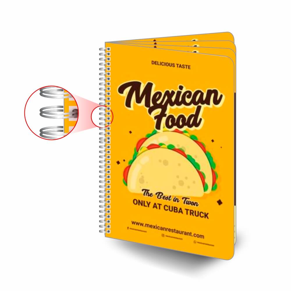 Cardápios Personalizados Wire O 8 Páginas Pvc 0,50mm Premium Branco (300x420mm)