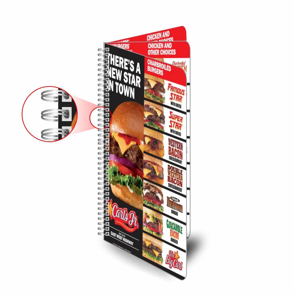 Cardápios Personalizados Wire O 6 Páginas Couchê 300g (105x300mm)