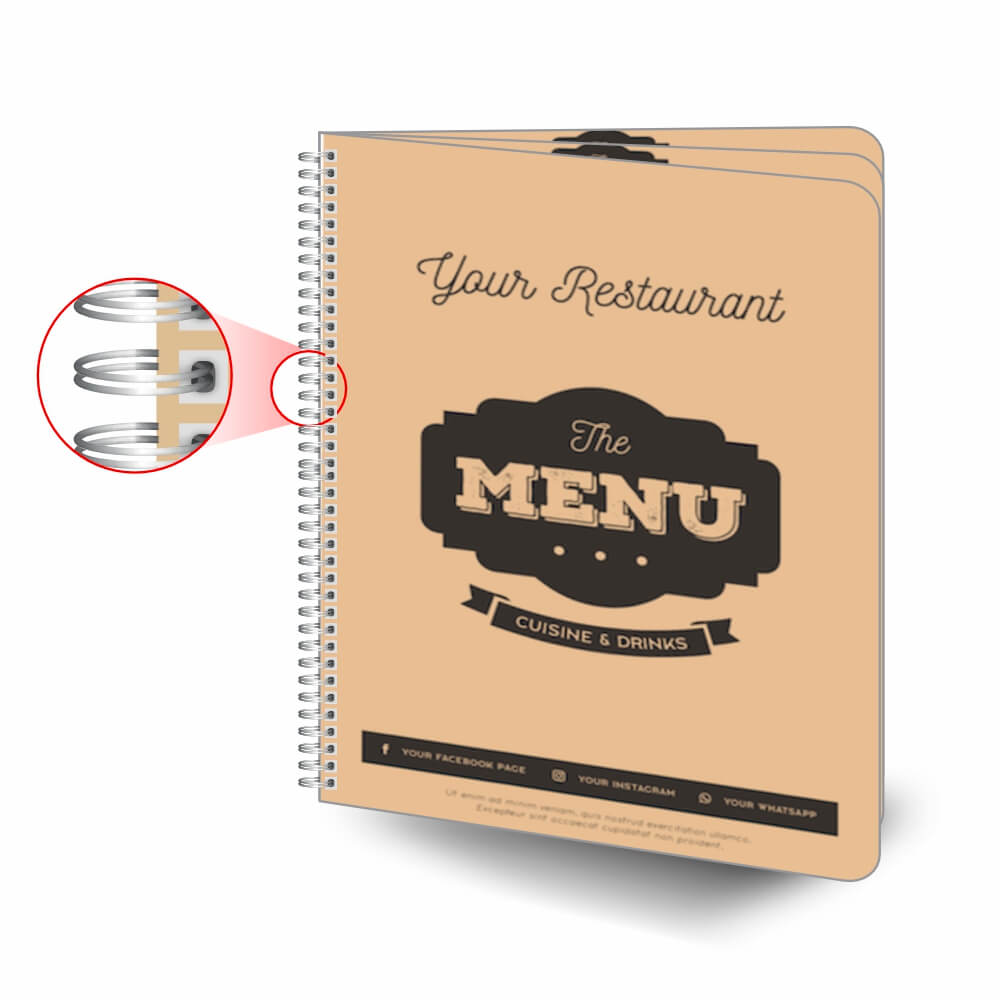 Cardápios Personalizados Wire O 6 Páginas Couchê 250g (210x300mm)