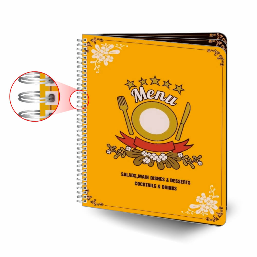 Cardápios Personalizados Wire O 6 Páginas Pvc 0,50mm Premium Branco (210x300mm)