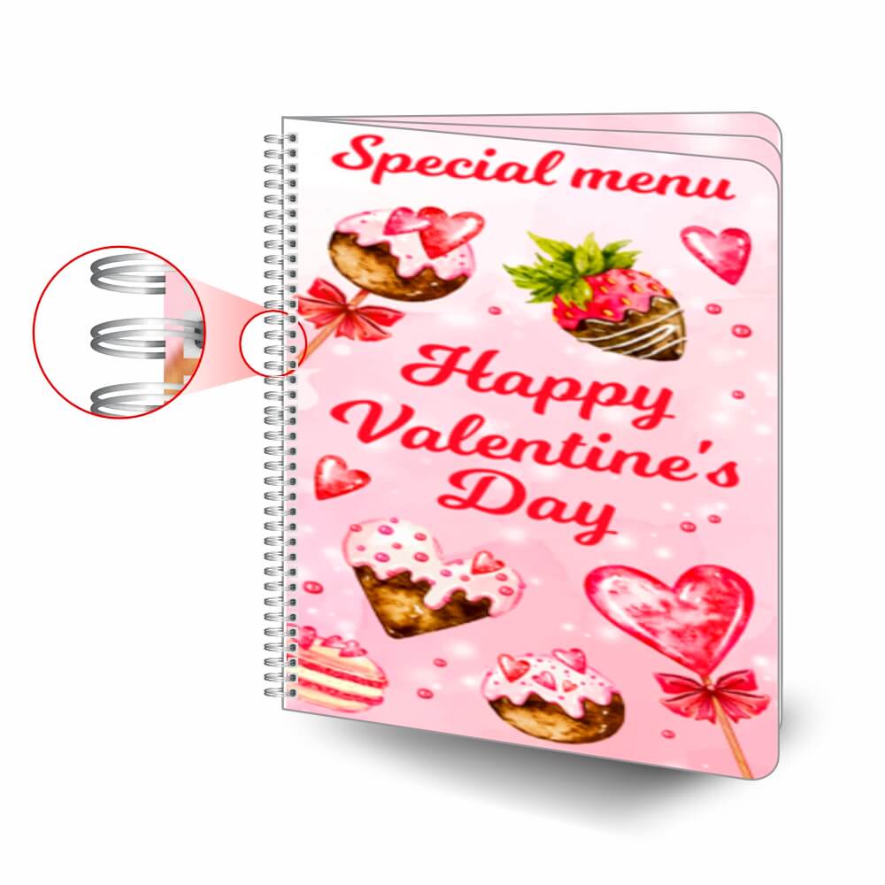 Cardápios Personalizados Wire O 6 Páginas Pvc 0,50mm Premium Branco (210x300mm)