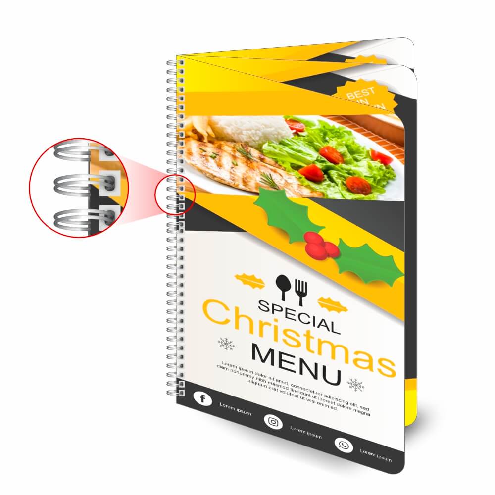 Cardápios Personalizados Wire O 6 Páginas Pvc 0,50mm Premium Branco (150x210mm)