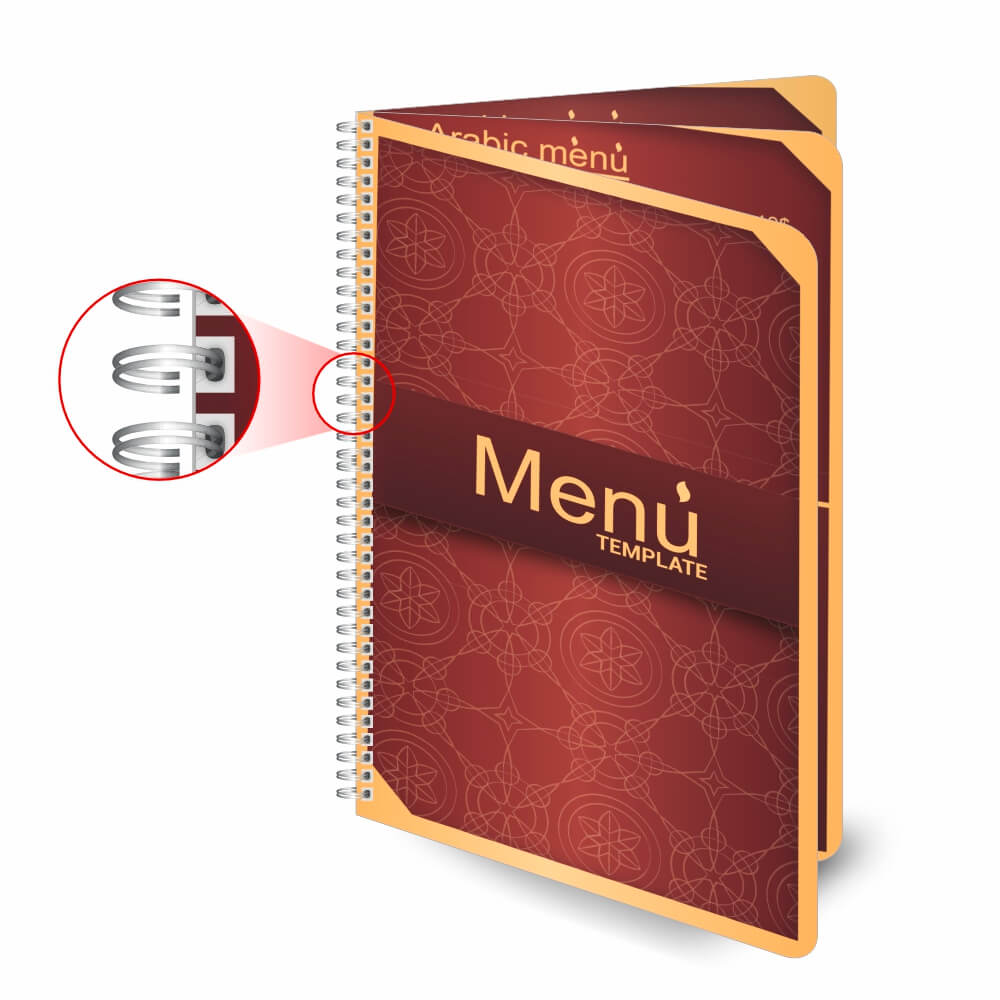 Cardápios Personalizados Wire O 6 Páginas Plástico Compacto 0,05mm (150x210mm)