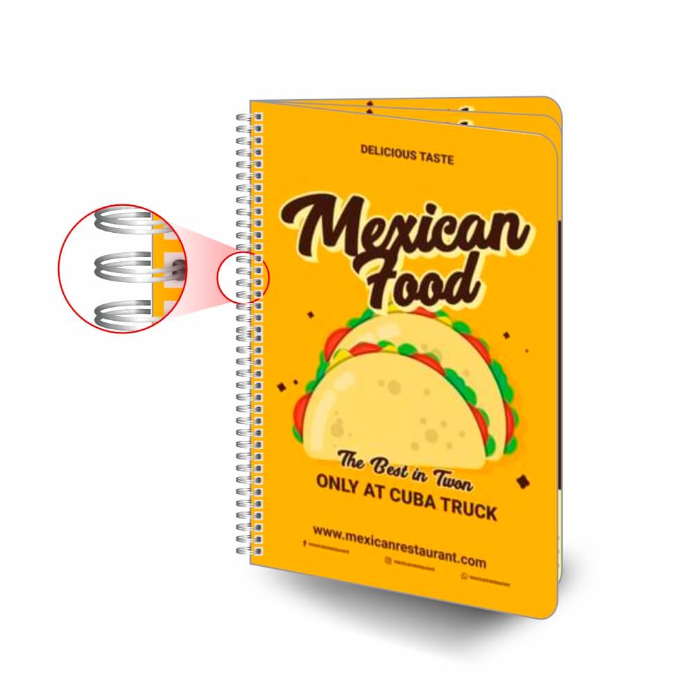 Cardápios Personalizados Wire O 6 Páginas Couchê 300g (300x420mm)