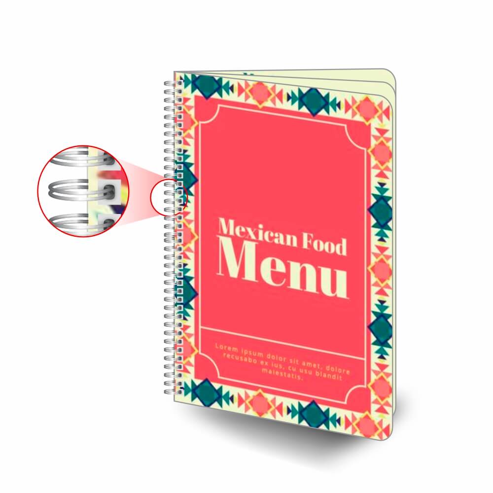 Cardápios Personalizados Wire O 6 Páginas Couchê 250g (300x420mm)