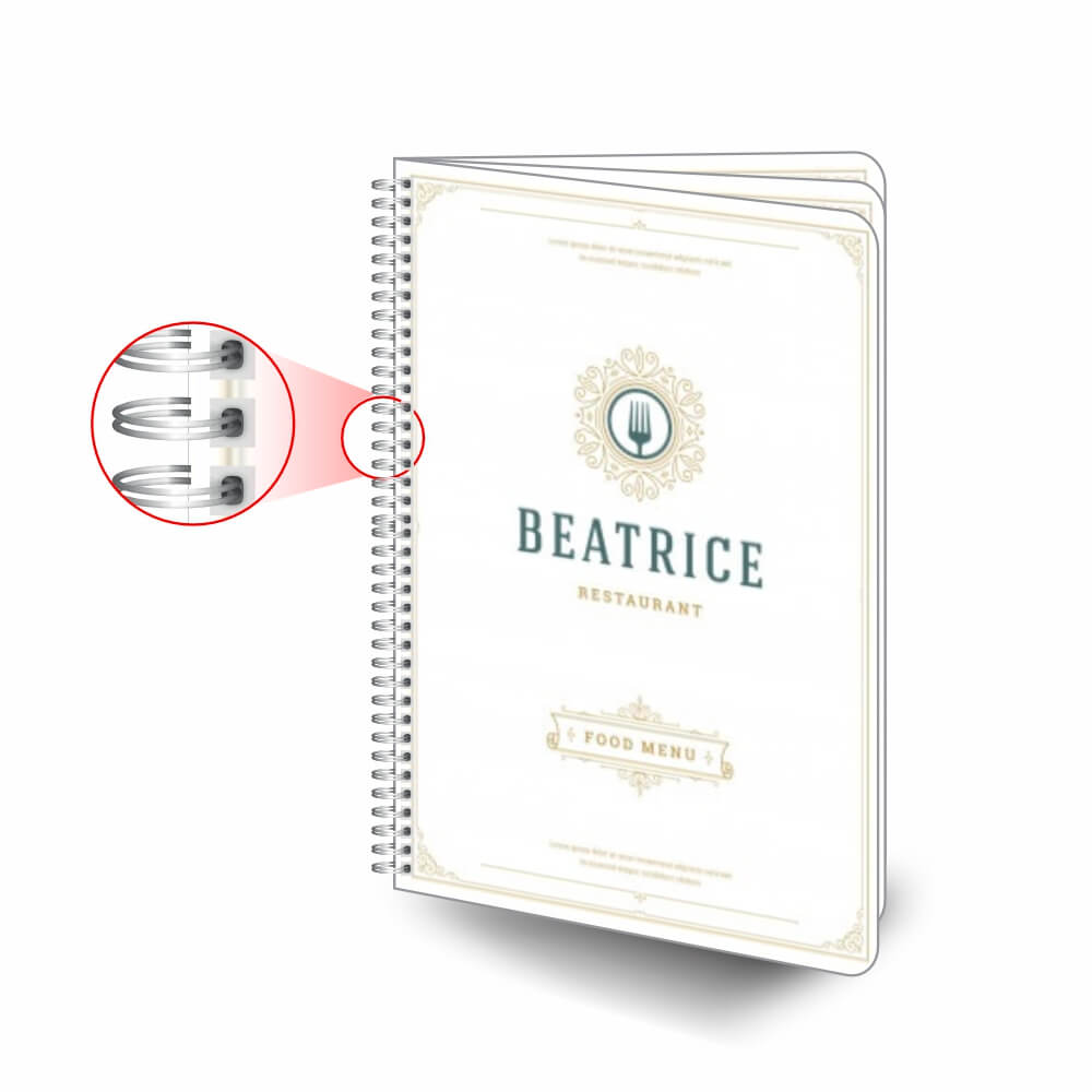 Cardápios Personalizados Wire O 6 Páginas Pvc 0,50mm Premium Branco (300x420mm)