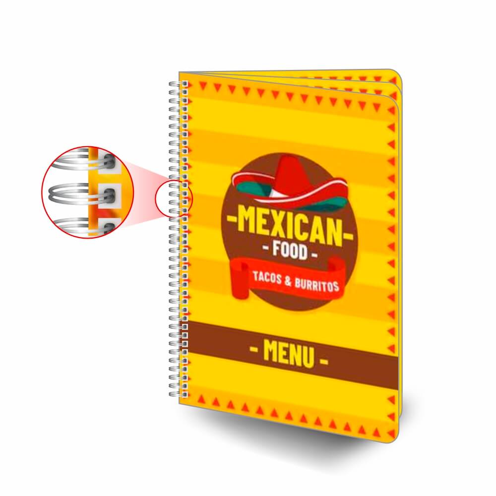 Cardápios Personalizados Wire O 6 Páginas Plástico Compacto 0,05mm (300x420mm)