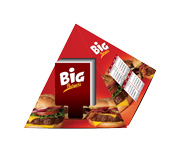 Calendário De Mesa Porta Cartões Pirâmide Couchê 250g Verniz UV Total Frente