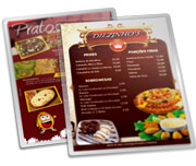 Cardápios Personalizados Plastificados Plastificação Rígida 0,10mm Couchê 150g (300x420mm)