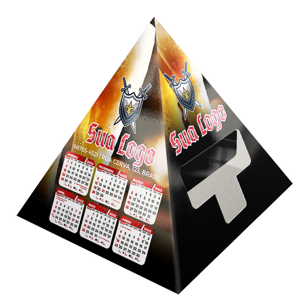 Calendário De Mesa Porta Cartões Pirâmide Supremo 255g Sem Verniz