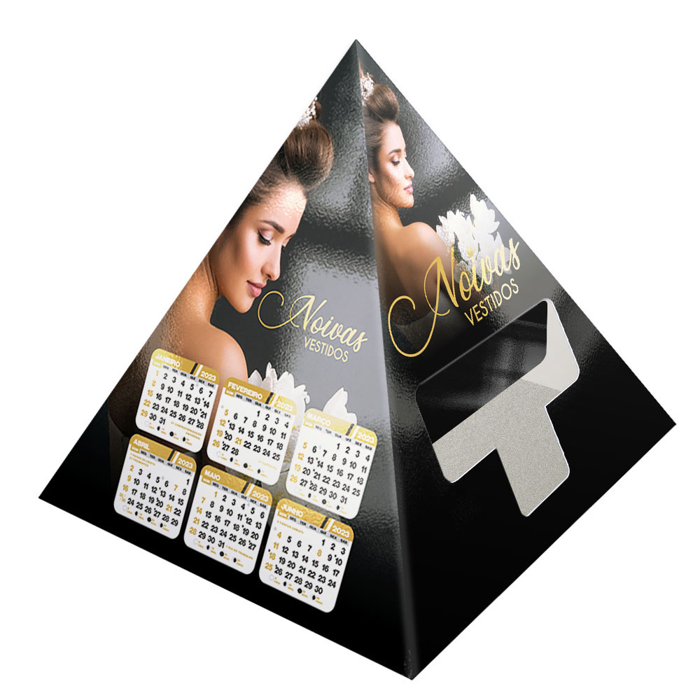 Calendário De Mesa Porta Cartões Pirâmide Supremo 255g Sem Verniz