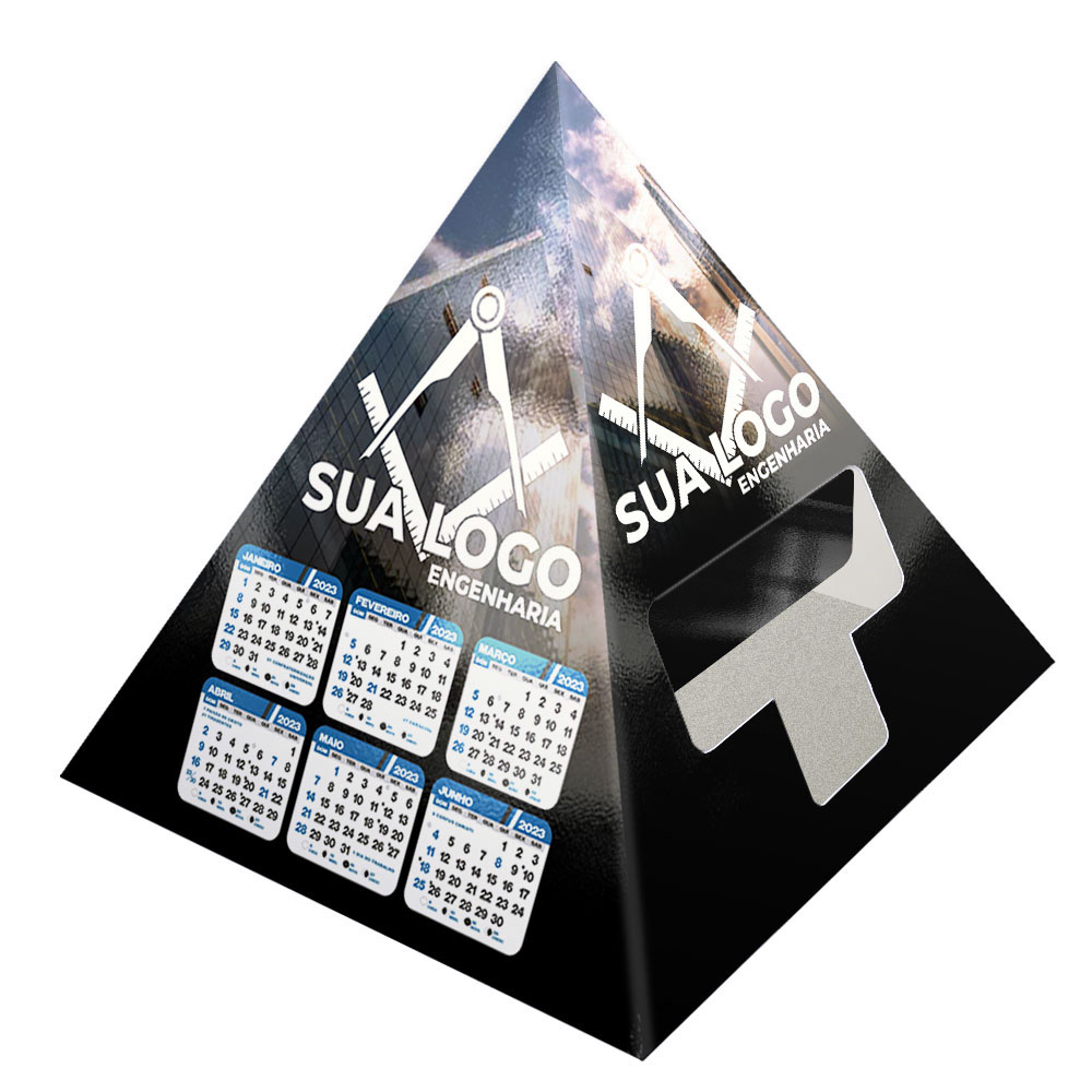 Calendário De Mesa Porta Cartões Pirâmide Supremo 255g Sem Verniz