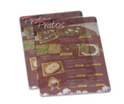 Cardápios Personalizados Pvc 0,30mm Translúcido Tinta Branca (210x300mm)