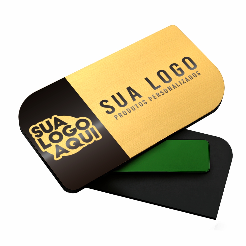 Crachá Magnetico Abs Dourado (60x30mm)