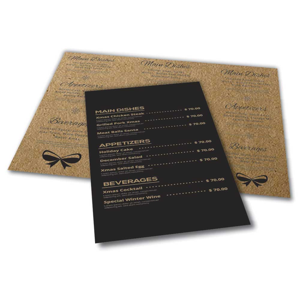 Cardápios Personalizados 4 Páginas Com Dobra Kraft 250g (330x480mm)