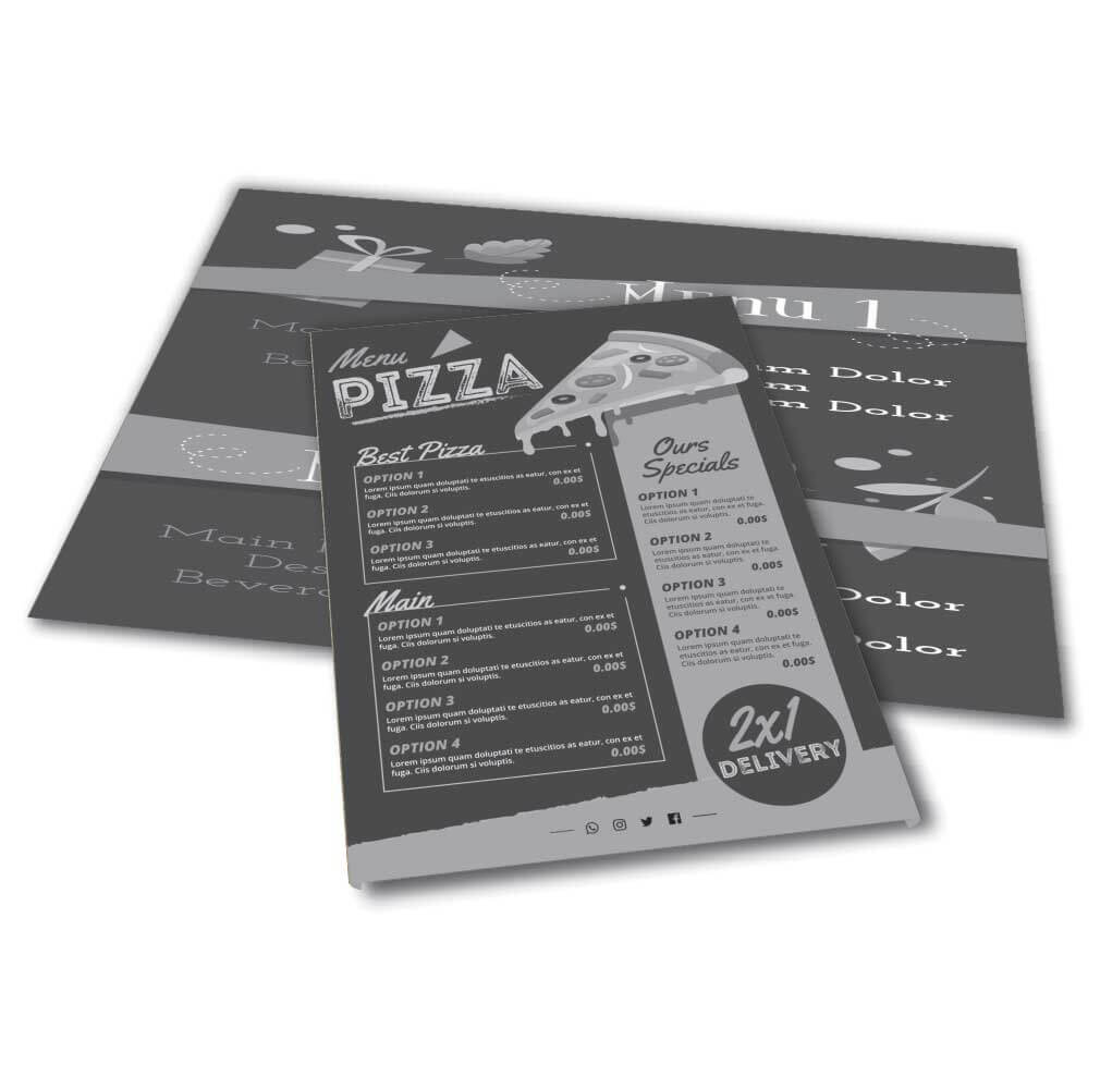 Cardápios Personalizados 4 Páginas Com Dobra Kraft 250g (330x480mm)