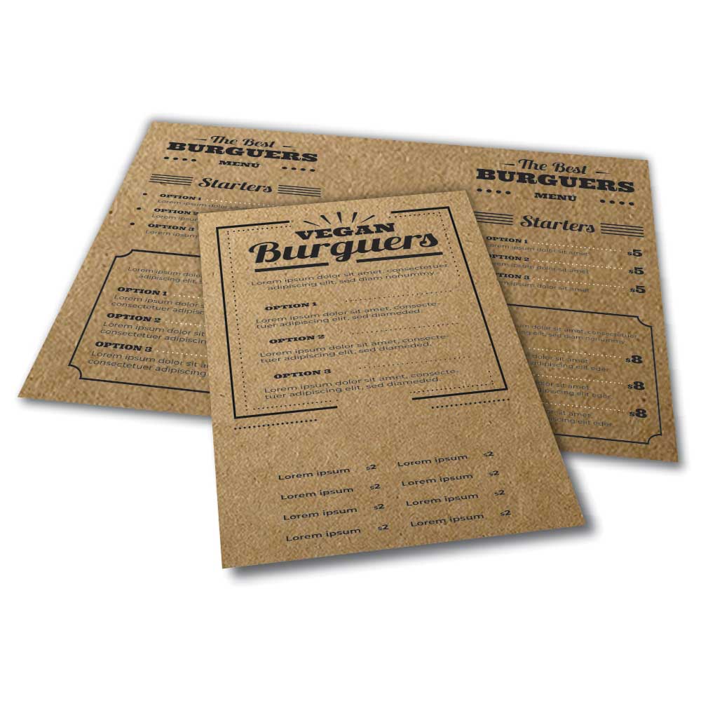 Cardápios Personalizados 4 Páginas Com Dobra Kraft 250g (330x480mm)