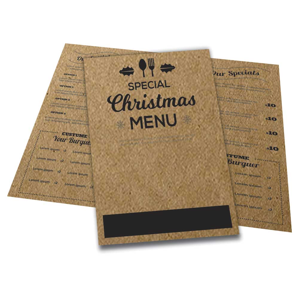 Cardápios Personalizados 4 Páginas Com Dobra Kraft 250g (300x210mm)