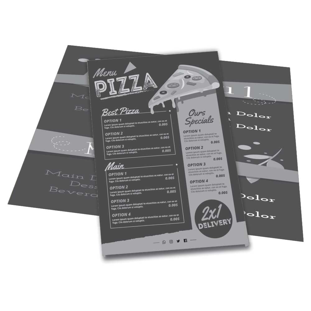 Cardápios Personalizados 4 Páginas Com Dobra Kraft 250g (300x210mm)